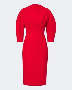 Carolina Herrera Draped Wool-Blend Cocktail Dress - Red