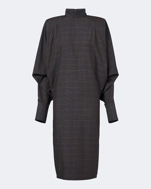 Mugler Kariertes Midikleid - Schwarz