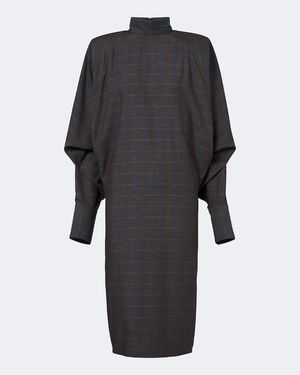 Mugler Kariertes Midikleid - Schwarz