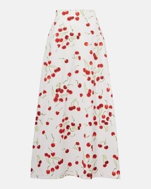 Adriana Degreas Printed Cotton High-Rise Maxi Skirt - White