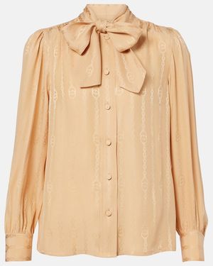 Gucci Interlocking G Silk Jacquard Shirt - Natural
