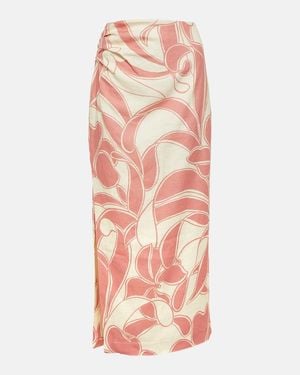 SIR. Belletto Printed Linen Maxi Skirt - Pink