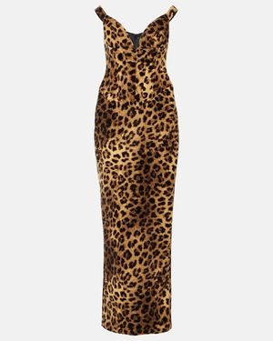 The New Arrivals Ilkyaz Ozel Shakti Leopard-Print Cotton Corset Dress - Metallic
