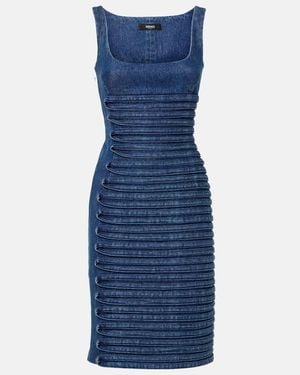 Versace Herringbone Double Breast Coat - Blue