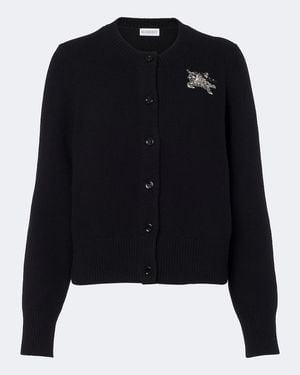 Burberry Ekd Embellished Wool And Cashmere Cardigan - Black