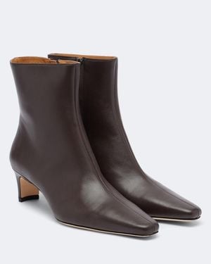 STAUD Bottines Wally En Cuir - Marron