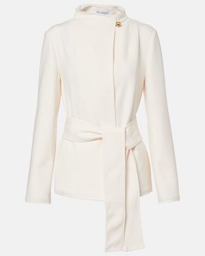 Max Mara Talamo Belted Jersey Jacket - White