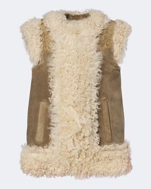 Etro Shearling-Lined Embroidered Vest - Natural