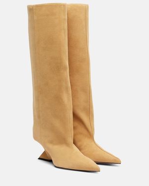The Attico Cheope 105 Suede Knee-High Boots - Natural