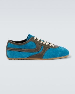 Dries Van Noten Leather-Trimmed Suede Trainers - Blue