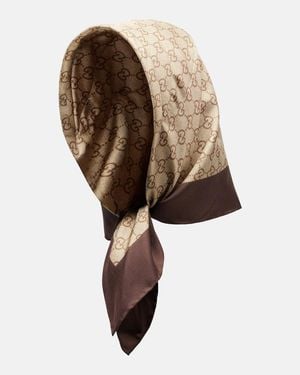 Gucci Bedrucktes Tuch Gg Aus Seiden-Twill - Braun