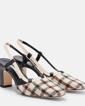 Manolo Blahnik Vestal Checked Slingback Court Shoes - Metallic