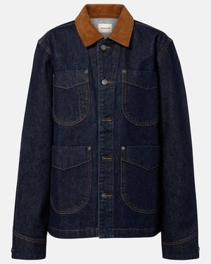 KHAITE Wyatt Corduroy-Trimmed Denim Jacket - Blue