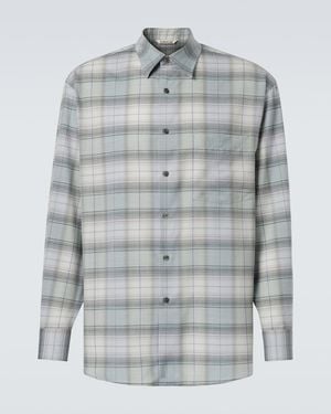 AURALEE Checked Wool Shirt - Grey