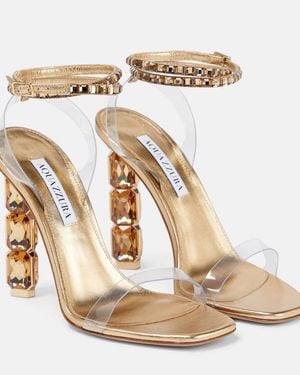 Aquazzura Aura Plexi 105 Embellished Sandals - Metallic