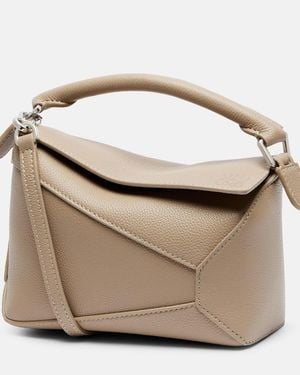 Loewe Puzzle Edge Mini Leather Top-Handle Bag - Metallic