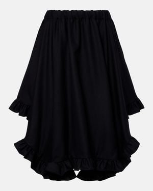Noir Kei Ninomiya Ruffled Tiered Wool Midi Skirt - Black