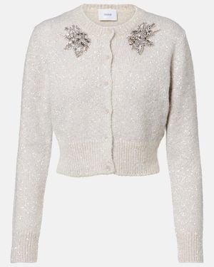Erdem Verzierter Cropped-Cardigan - Weiß