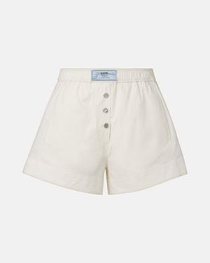 Ganni Cotton-Blend Shorts - White