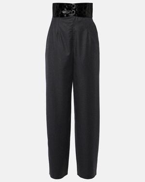 Alaïa High-Rise Virgin Wool Straight Trousers - Black