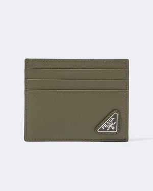 Prada Saffiano Leather Card Holder - Green