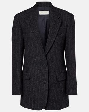 Dries Van Noten Pinstripe Wool Blazer - Black