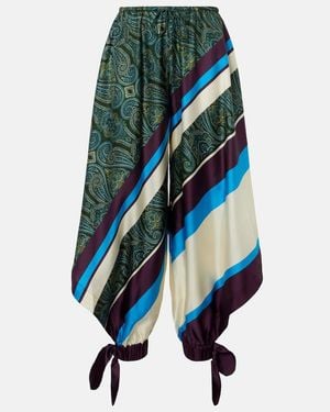 ALÉMAIS Pantalones Globo Joni De Sarga De Seda - Azul
