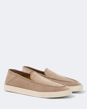Giorgio Armani Suede Slip-On Shoes - Natural