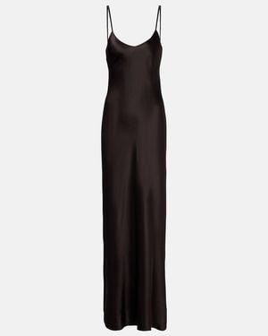 Nili Lotan Robe Longue Cami En Charmeuse De Soie - Noir