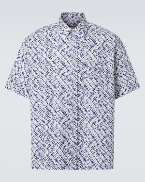 Plan C Printed Cotton Shirt - Blue