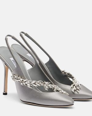 Balenciaga X Manolo Blahnik Satin Slingback Court Shoes - Metallic