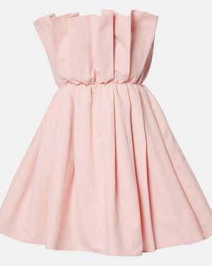 STAUD Cordelia Pleated Cotton-Blend Minidress - Pink