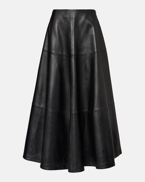 Altuzarra Varda Leather Midi Skirt - Black