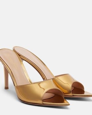Gianvito Rossi Mules Elle De Piel Metalizada - Marrón