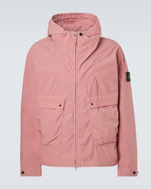 Stone Island Compass Hooded Canvas Jacket - Pink