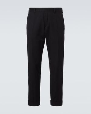 Dries Van Noten Cotton And Wool Straight Trousers - Black