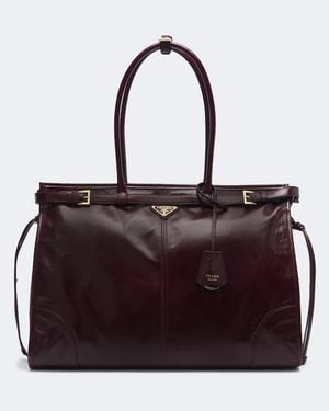 Prada Bonnie Extra Large Leather Shoulder Bag - Red