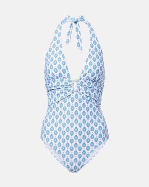 Heidi Klein La Croissette Printed Swimsuit - Blue