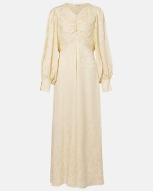 Chloé Gathered Silk Jacquard Maxi Dress - Natural