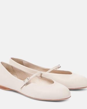 Max Mara Leather Ballet Flats - Natural