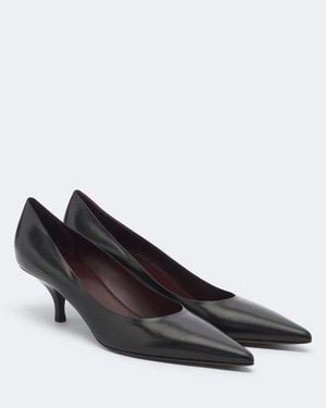 The Row Lili Leather Court Shoes - Black