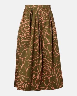 Dries Van Noten Floral Cotton Midi Skirt - Natural