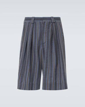 King & Tuckfield Striped Wool Bermuda Shorts - Grey