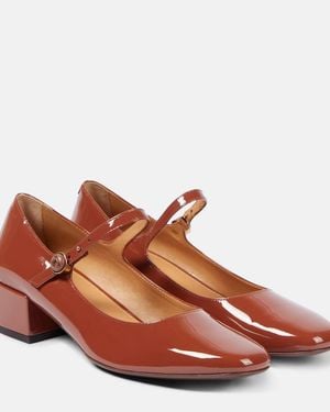 Tod's Patent Leather Mary Jane Pumps - Brown