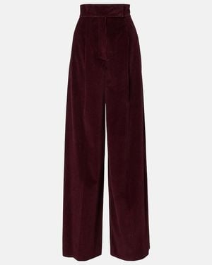 Max Mara High-Rise Cotton Corduroy Wide-Leg Trousers - Purple