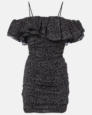 Isabel Marant Davilia Draped Polka-Dot Cotton Minidress - Black