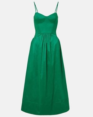 Rebecca Vallance Bailey Belted Pleated Midi Dress - Green