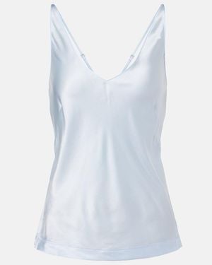 Dorothee Schumacher Sense Of Shine Silk-Blend Satin Top - Blue