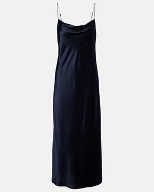 Dorothee Schumacher Sense Of Shine Silk-Blend Satin Slip Dress - Blue