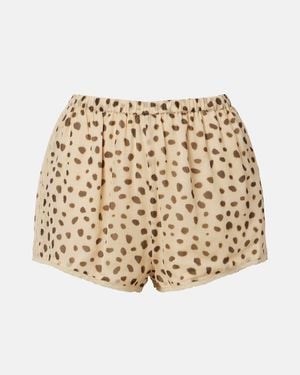 Posse Priscilla Leopard-Print Silk Shorts - Natural